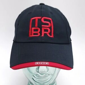 Ogio Logo Hat Adjustable Black Red Edged‎ Bill Cap Buckle Clasp